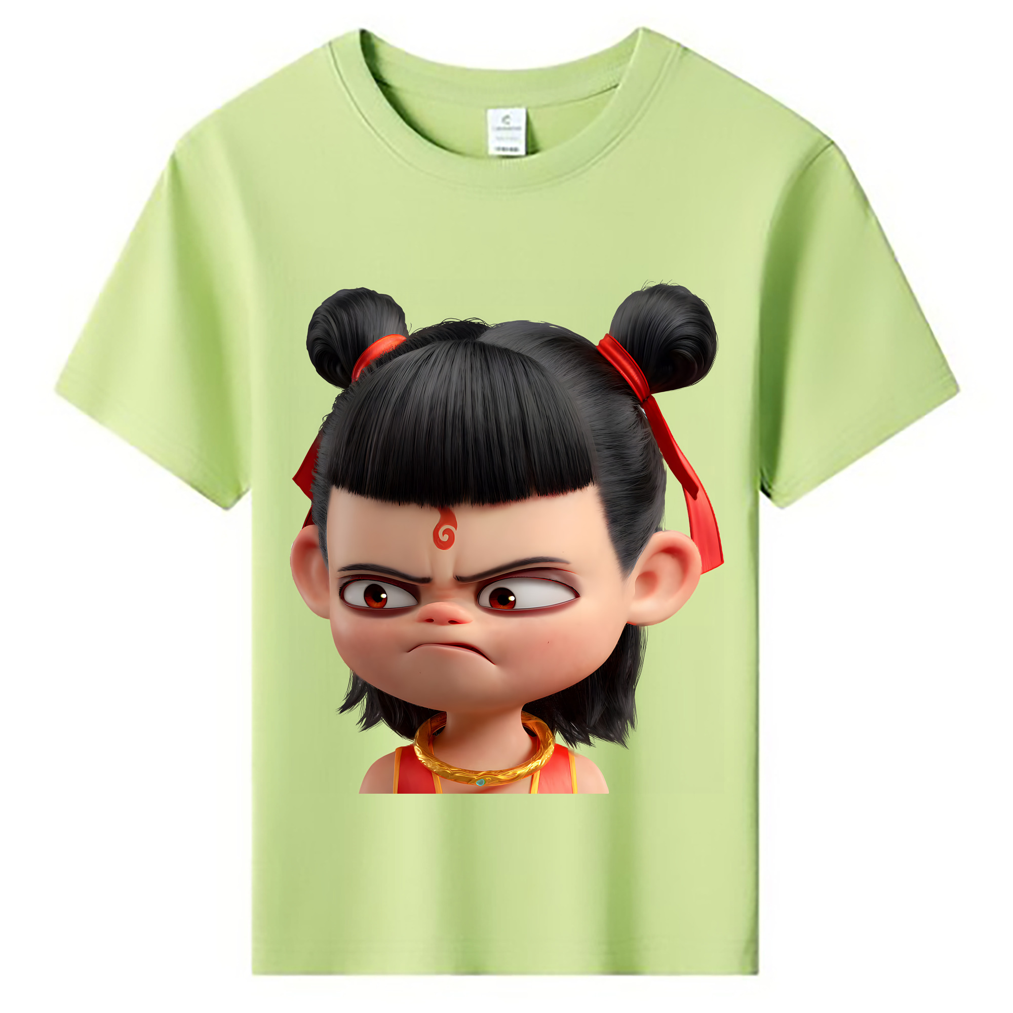 （画像用） Ne Zha 2 ナタ 魔童の大暴れ 綿100％キッズTシャツ（フロントプリント）